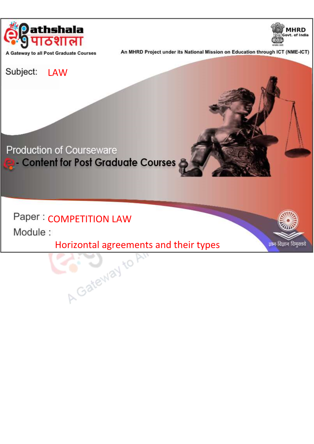 LAW COMPETITION LAW Horizontal Agreements and Their Types