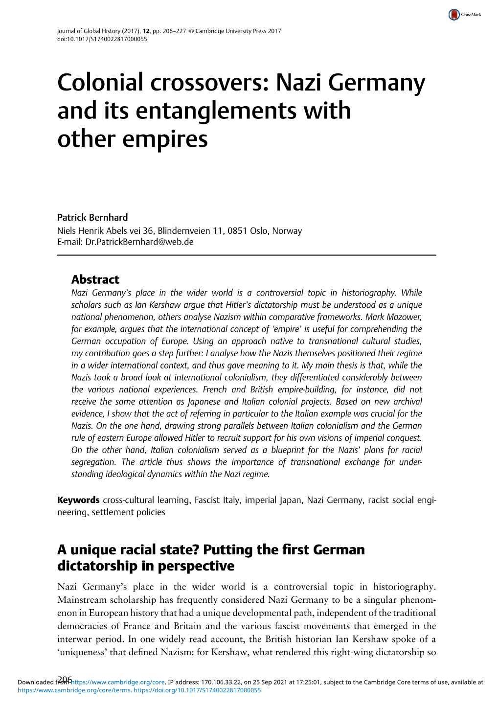 Nazi Germany and Its Entanglements with Other Empires