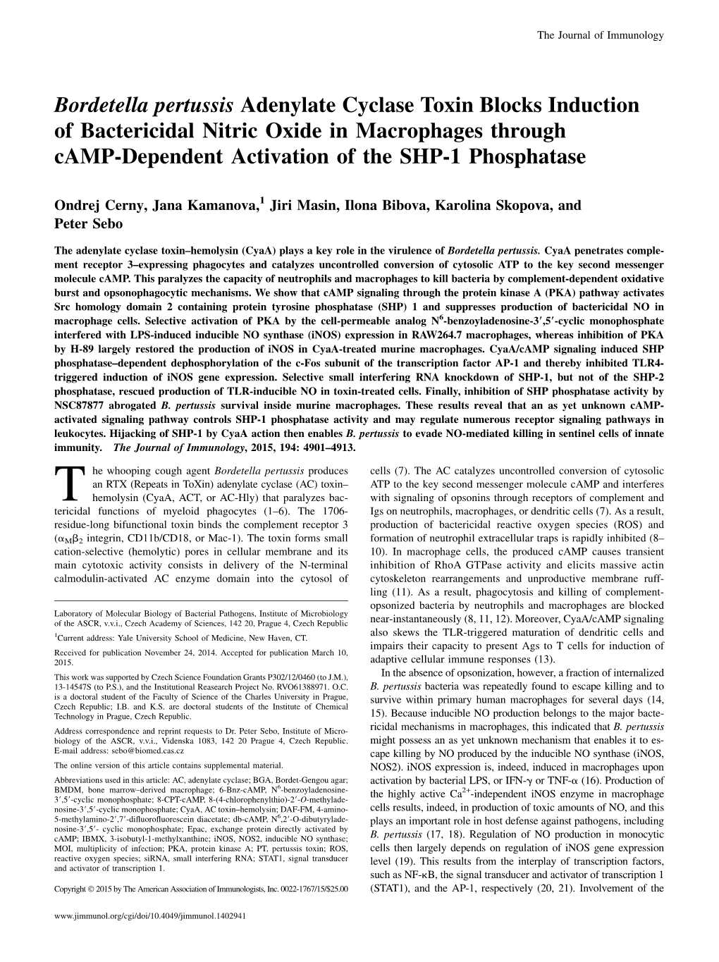 Activation of the SHP-1 Phosphatase in Macrophages Through Camp