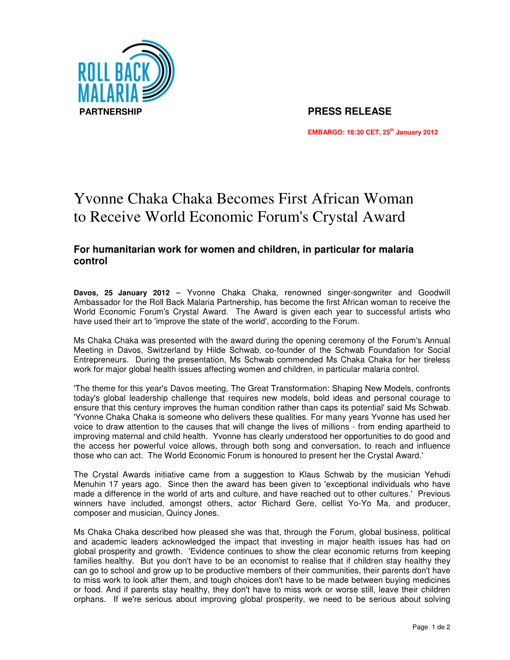 Yvonne Chaka Chaka Becomes First African Woman to Receive World Economic Forum's Crystal Award