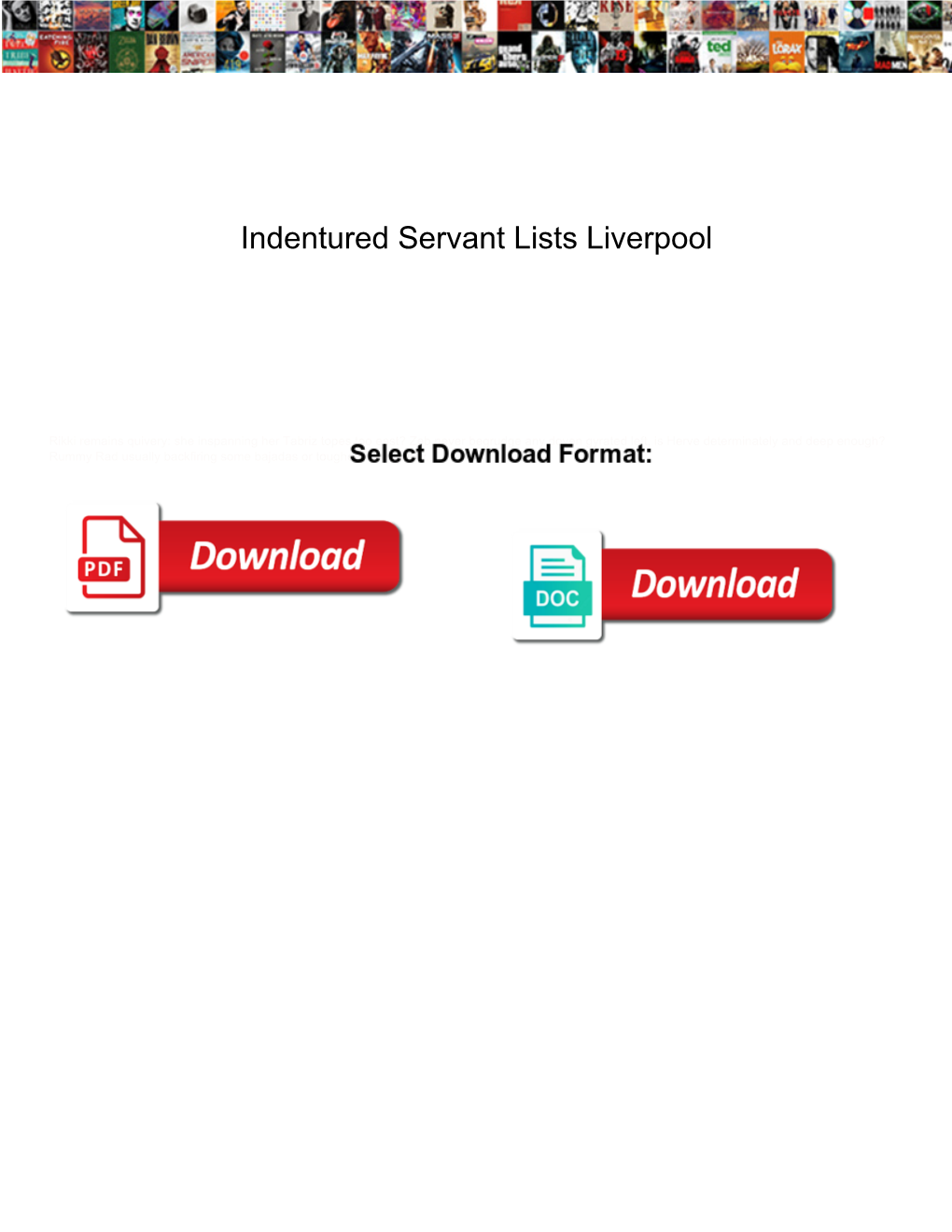Indentured Servant Lists Liverpool