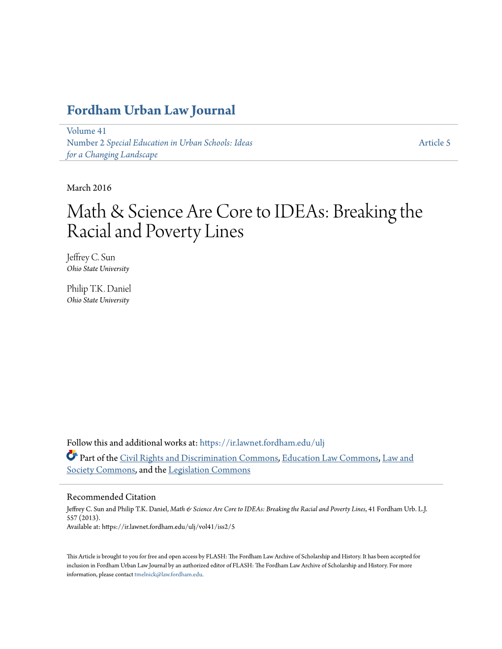 Breaking the Racial and Poverty Lines Jeffrey C