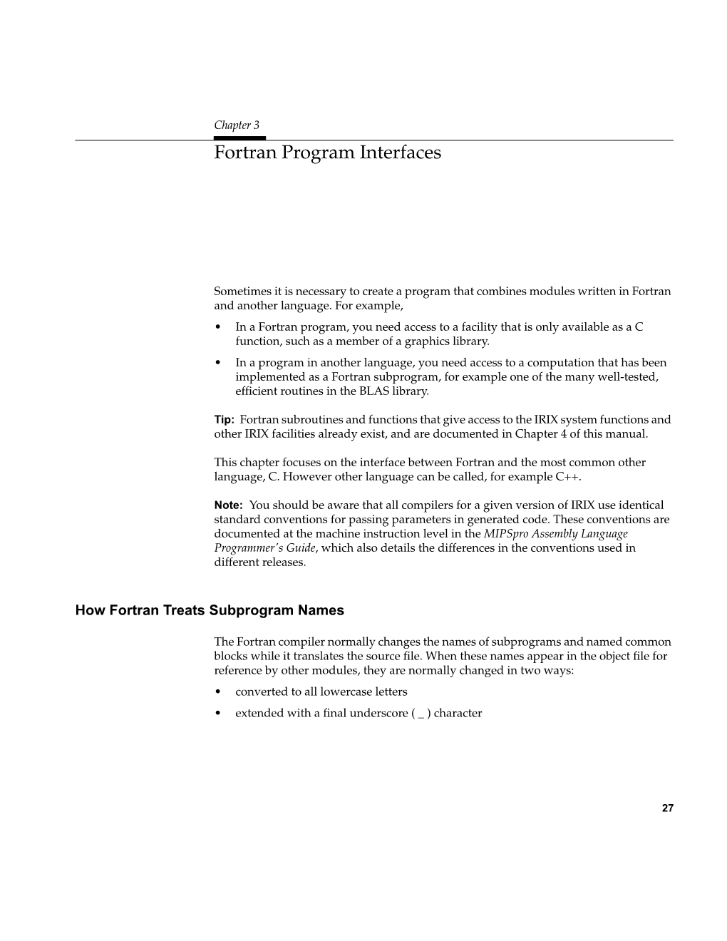 3. Fortran Program Interfaces