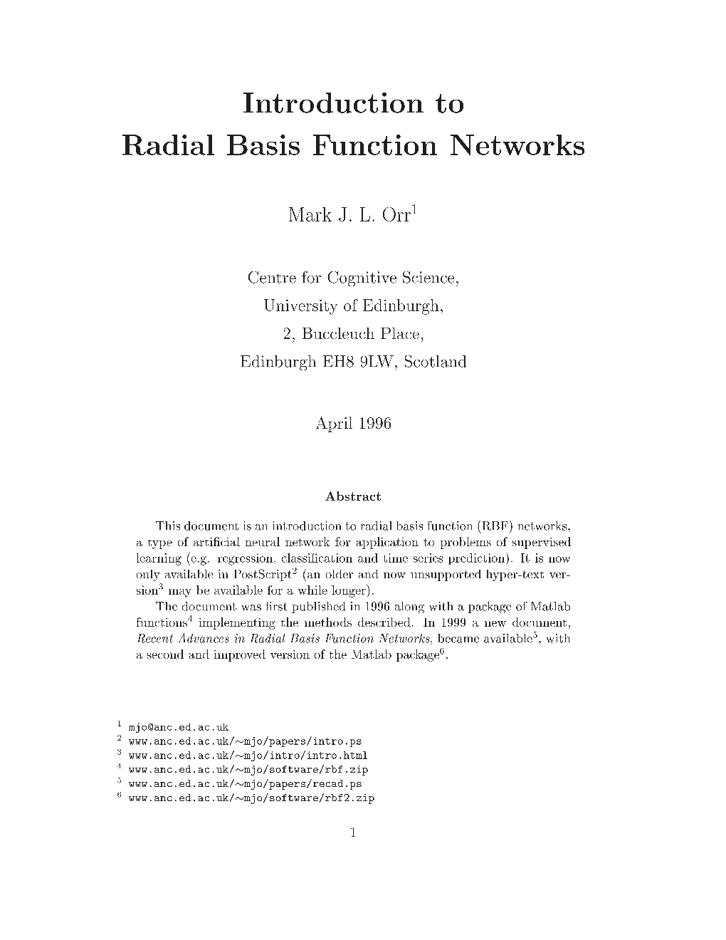Introduction to Radial Basis Function Networks