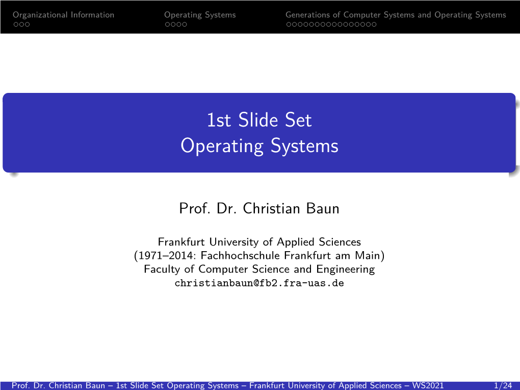 1St Slide Set Operating Systems