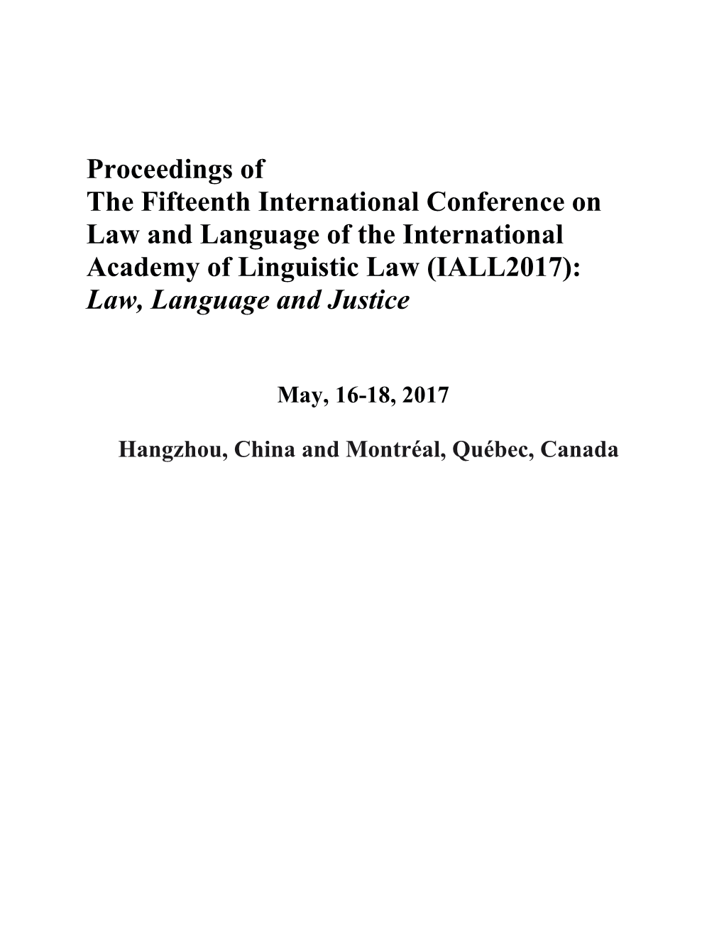 IALL2017): Law, Language and Justice