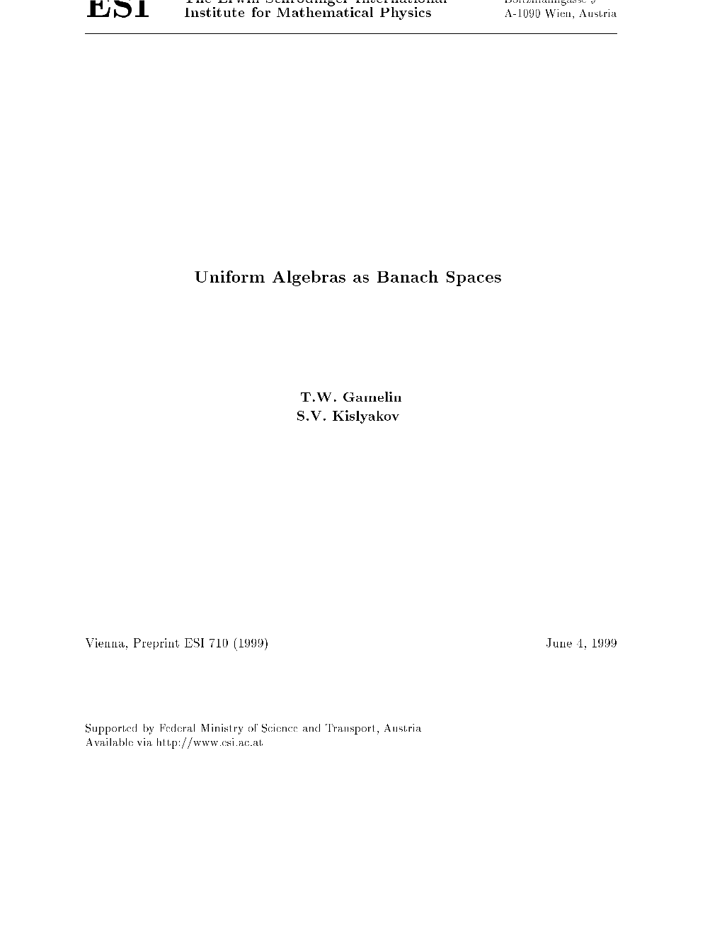 Uniform Algebras As Banach Spaces