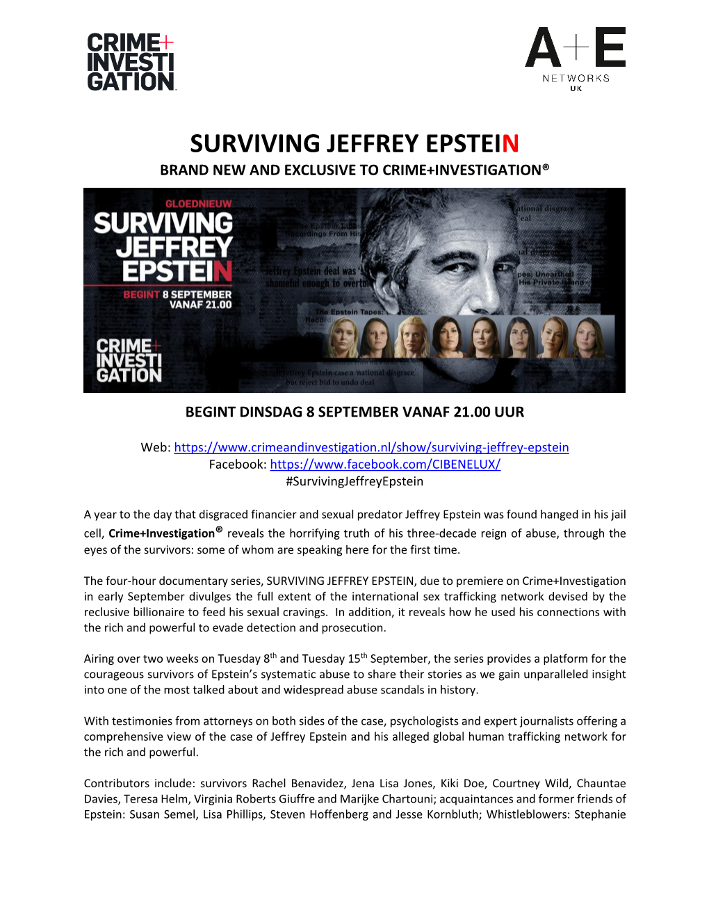 Surviving Jeffrey Epstein Brand New and Exclusive to Crime+Investigation®