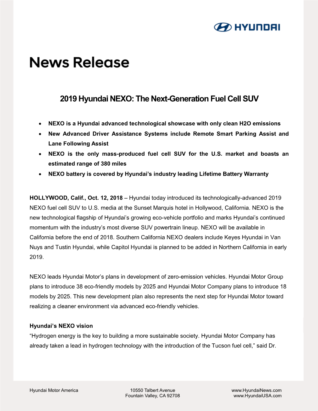 2019 Hyundai NEXO: the Next-Generation Fuel Cell SUV