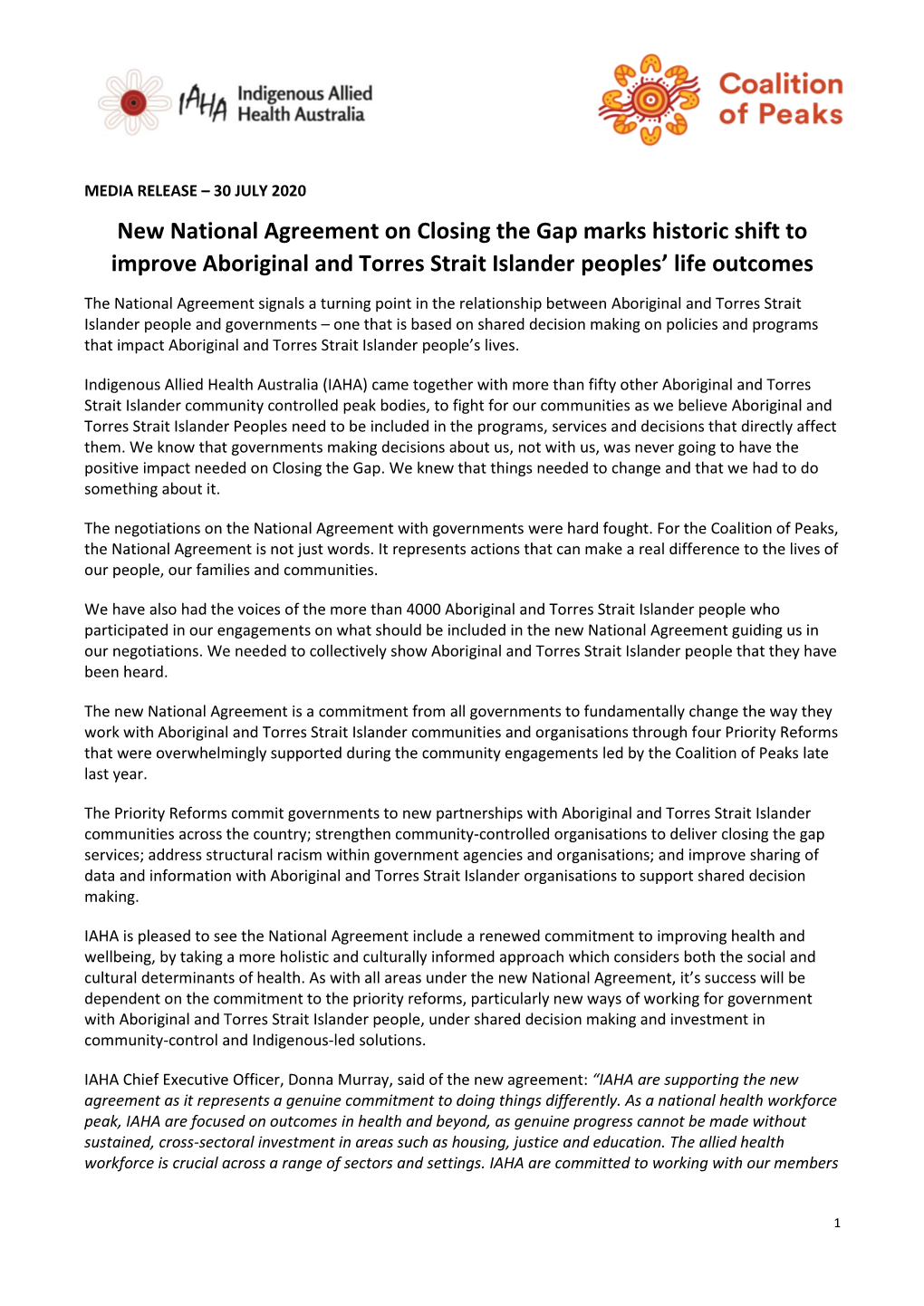 New National Agreement on Closing the Gap Marks Historic Shift to Improve Aboriginal and Torres Strait Islander Peoples’ Life Outcomes