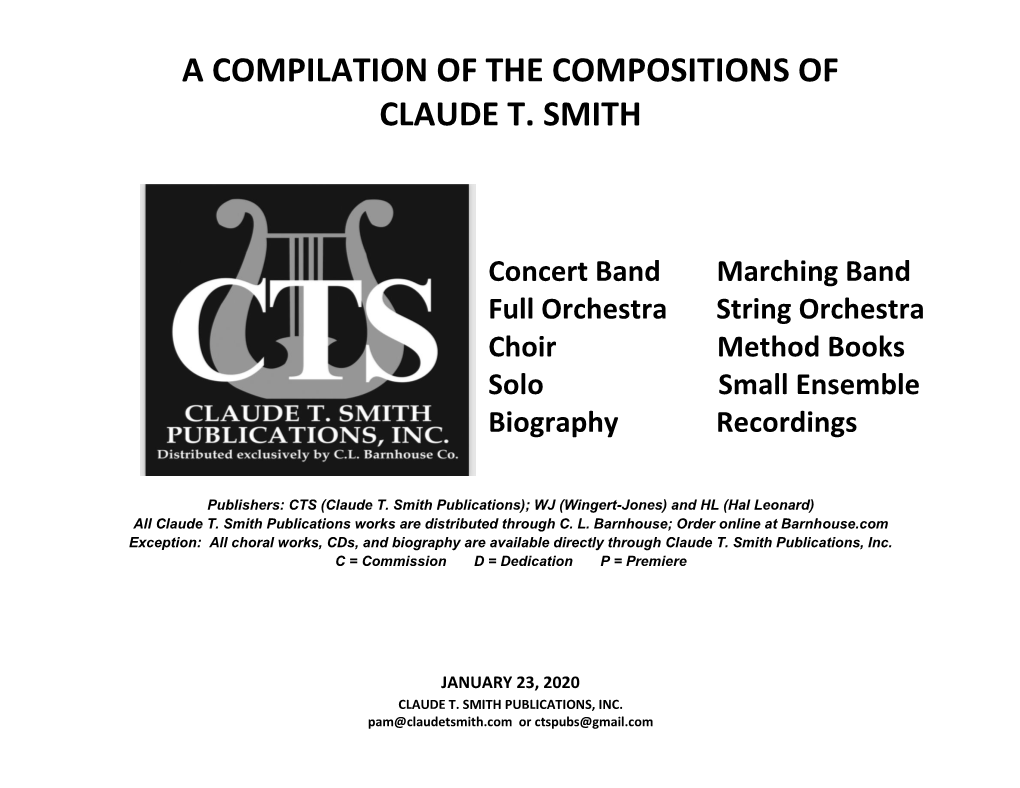 A Compilation of the Compositions of Claude T