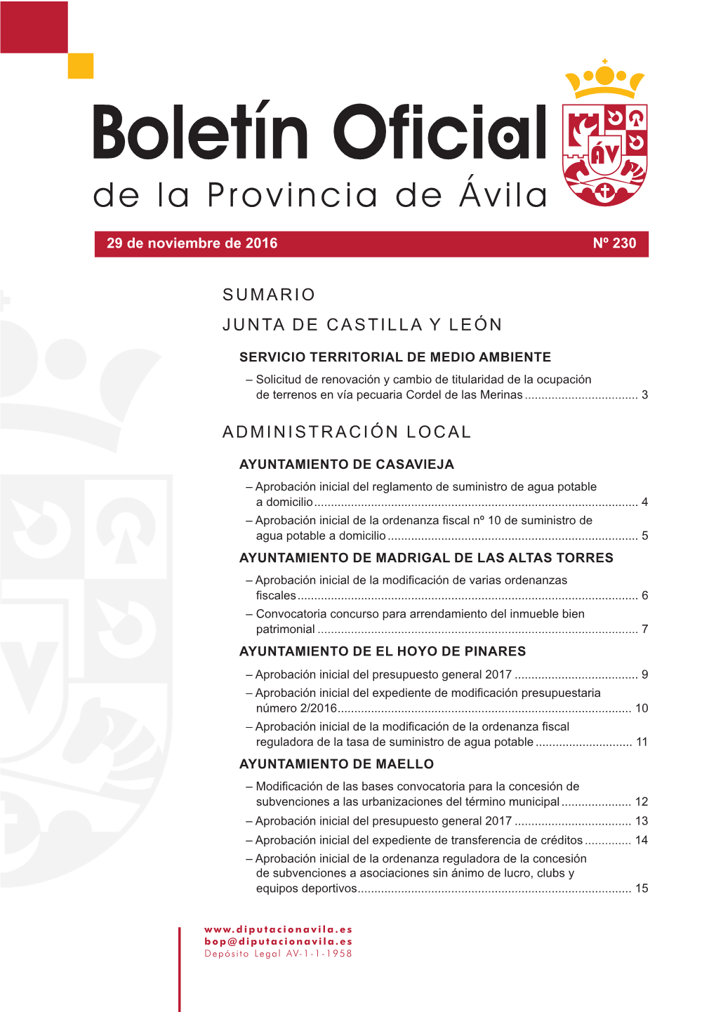 Junta De Castilla Y León Administración Local Sumario