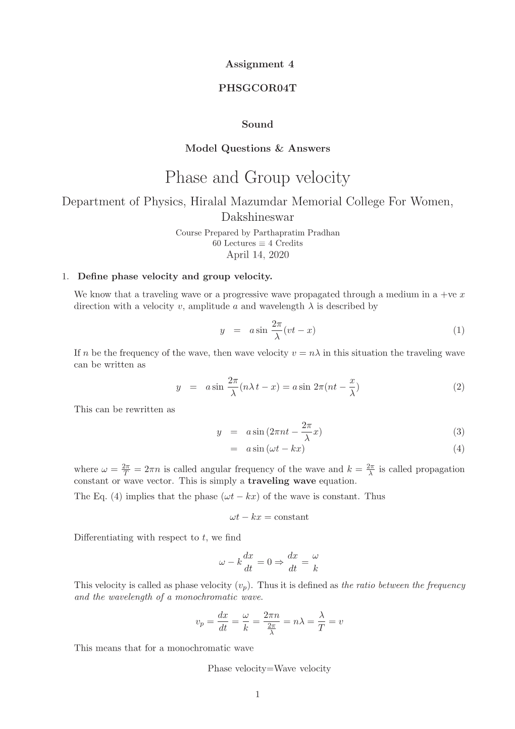 Phase and Group Velocity