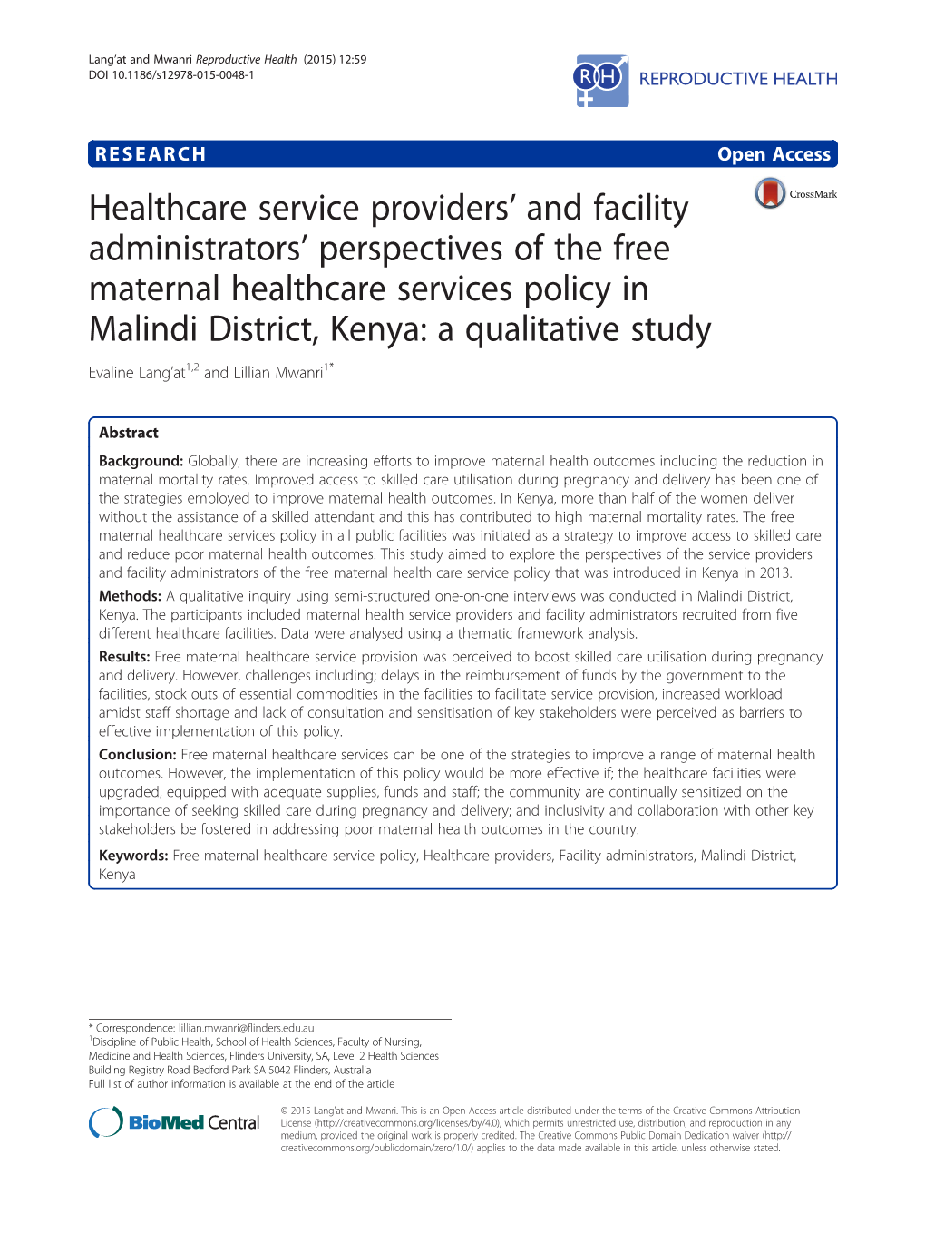 Healthcare Service Providers' and Facility Administrators' Perspectives