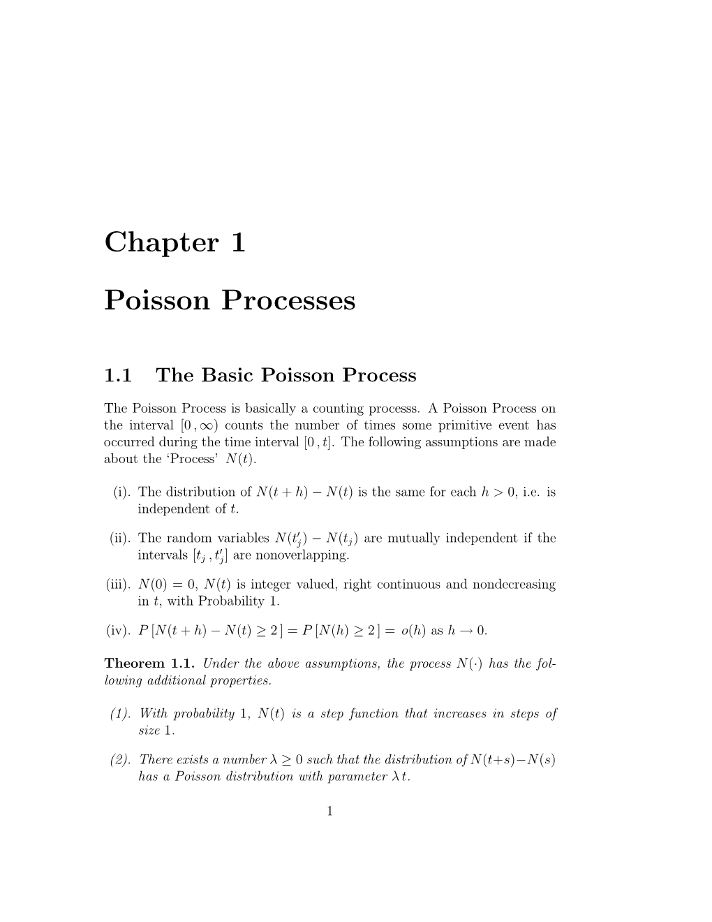 Chapter 1 Poisson Processes