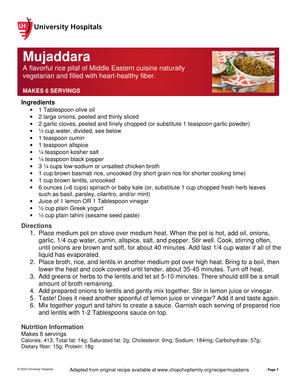 Mujaddara a Flavorful Rice Pilaf of Middle Eastern Cuisine Naturally Vegetarian and Filled with Heart-Healthy Fiber