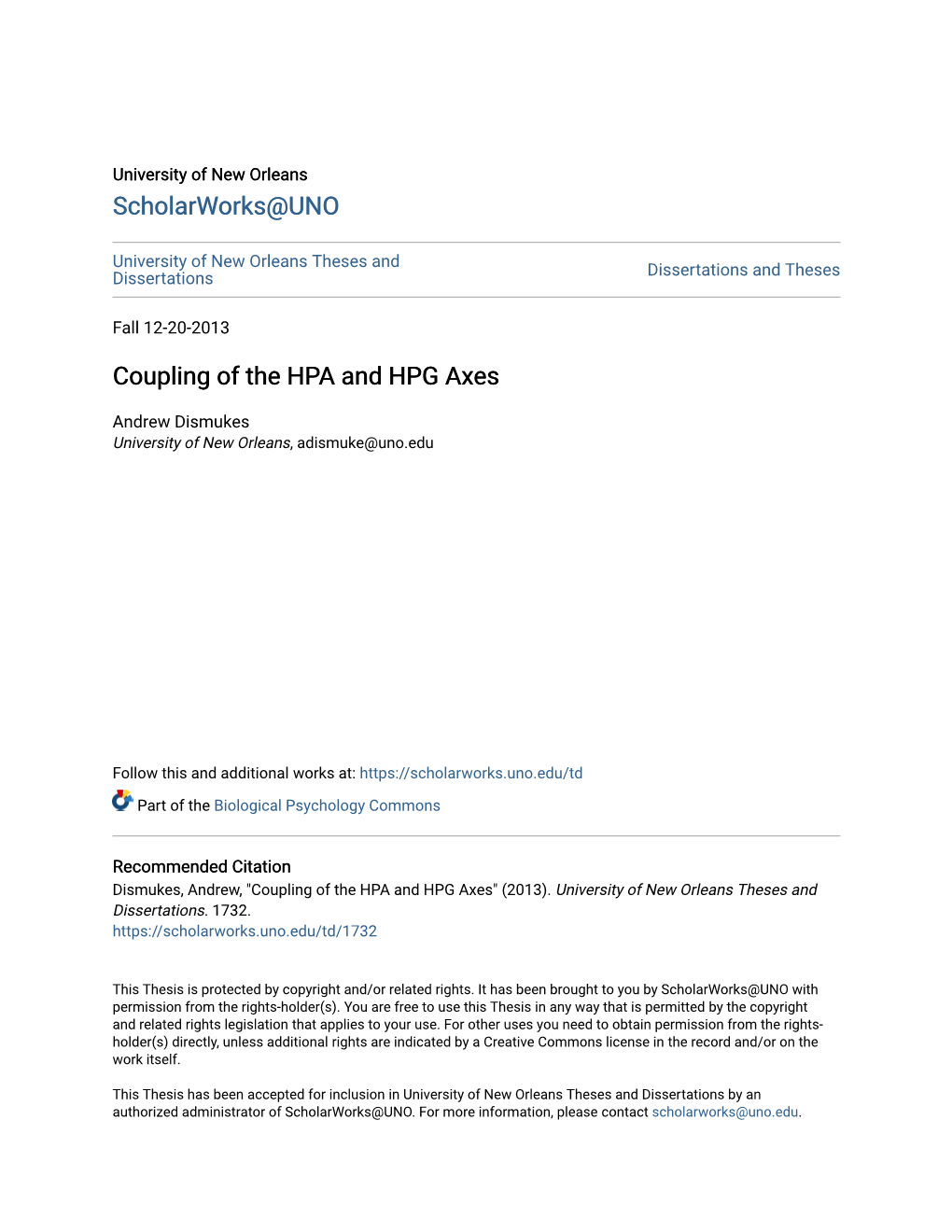 Coupling of the HPA and HPG Axes