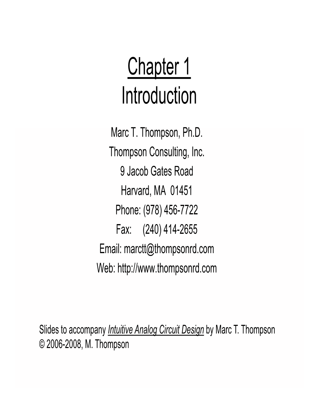 Intuitive Analog Circuit Design