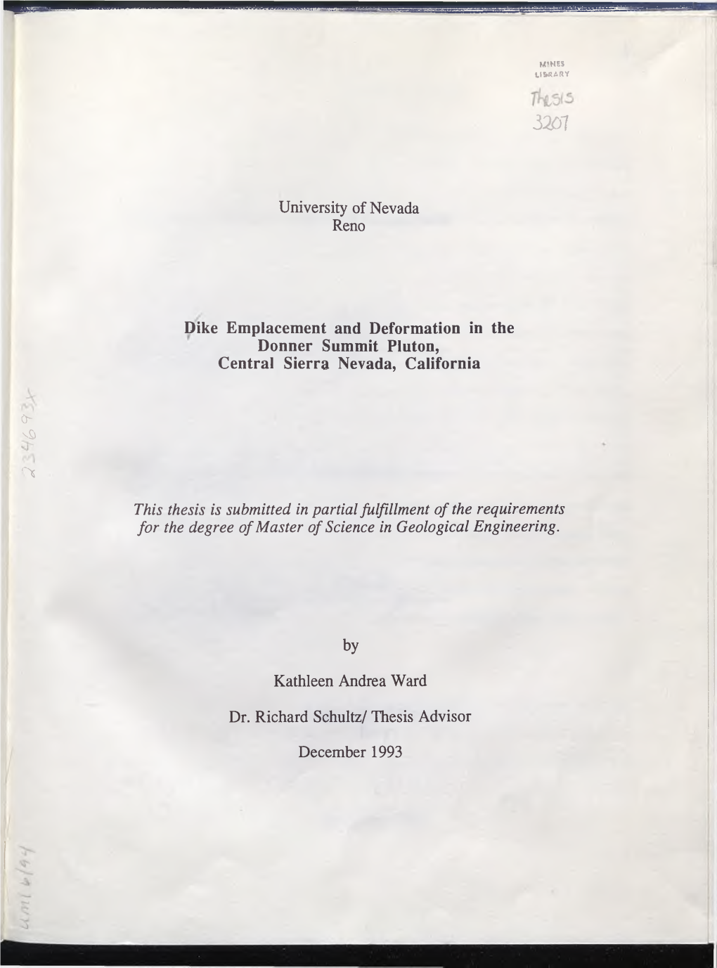 University of Nevada Reno Dike Emplacement and Deformation In