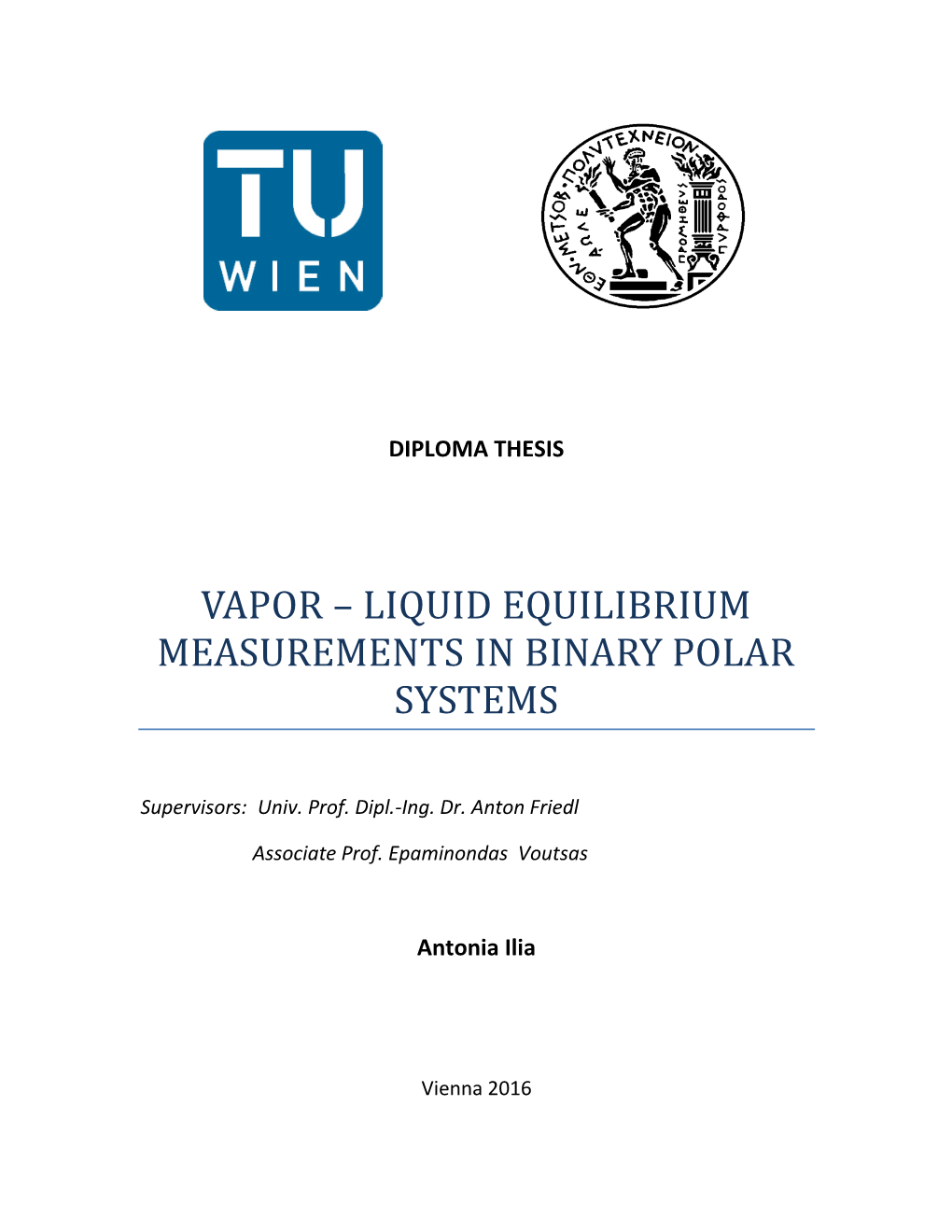 Liquid Equilibrium Measurements in Binary Polar Systems