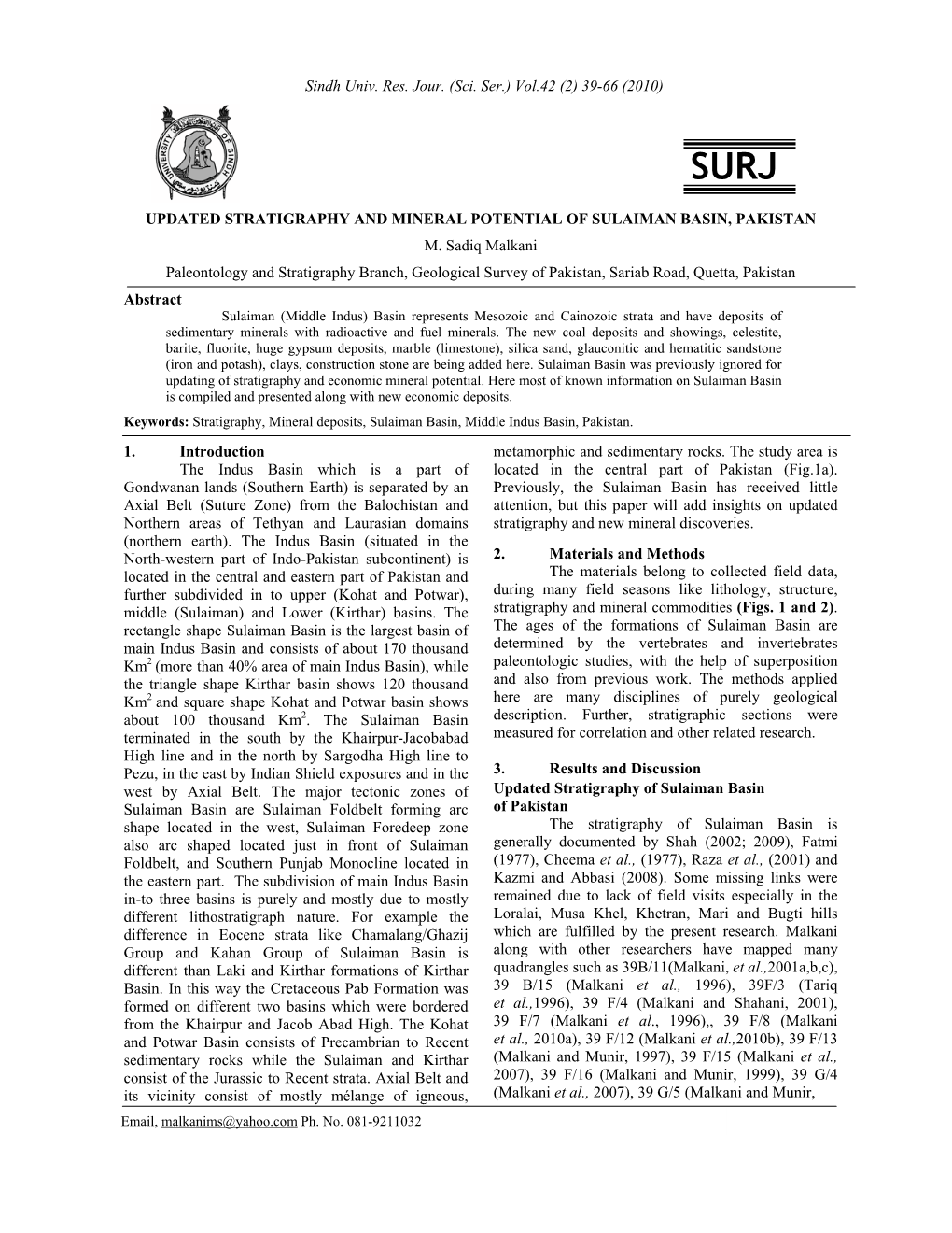 Updated Stratigraphy and Mineral Potential of Sulaiman Basin, Pakistan