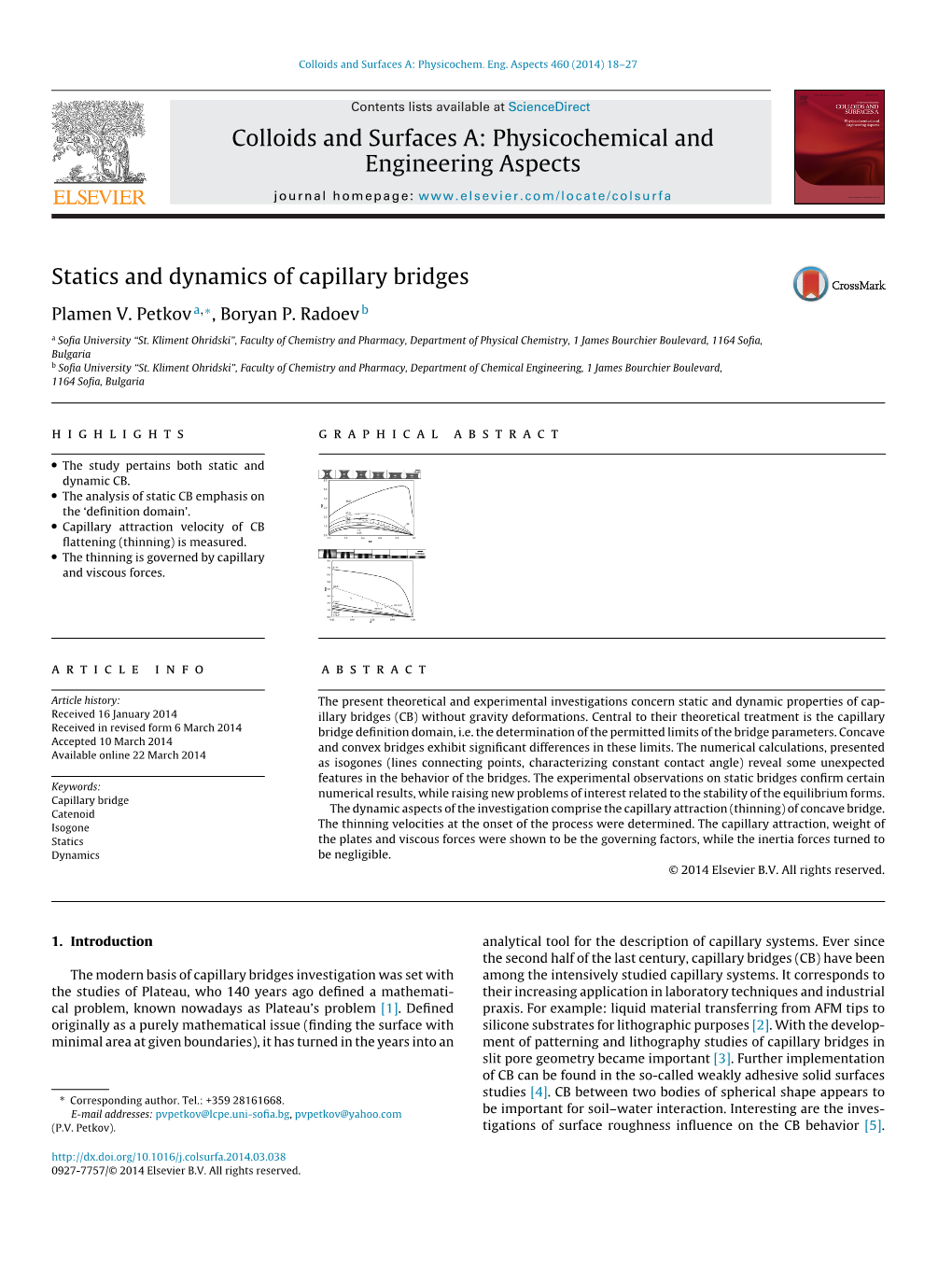 Statics and Dynamics of Capillary Bridges