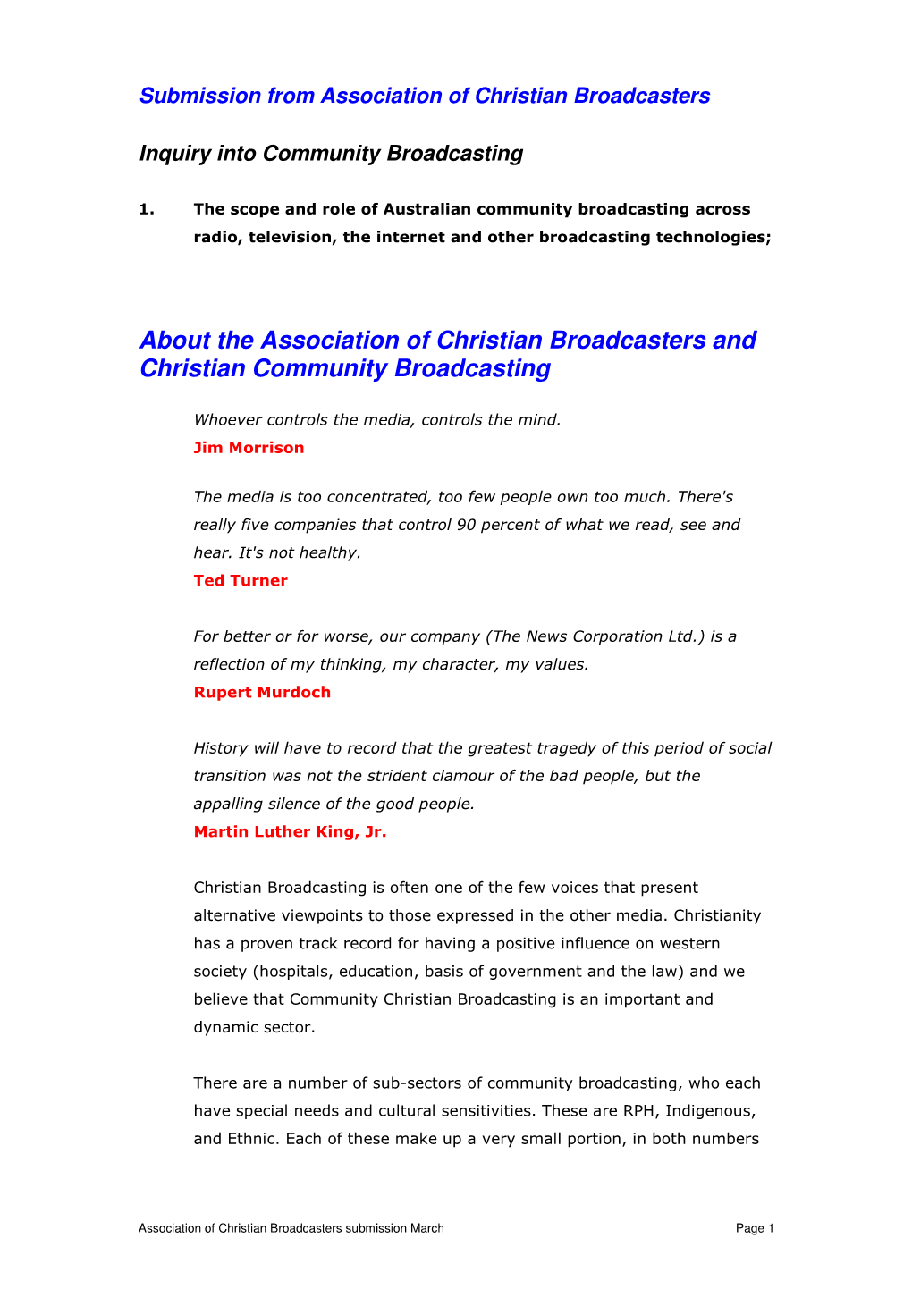 About the Association of Christian Broadcasters and Christian Community Broadcasting