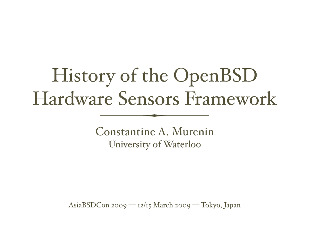 History of the Openbsd Hardware Sensors Framework