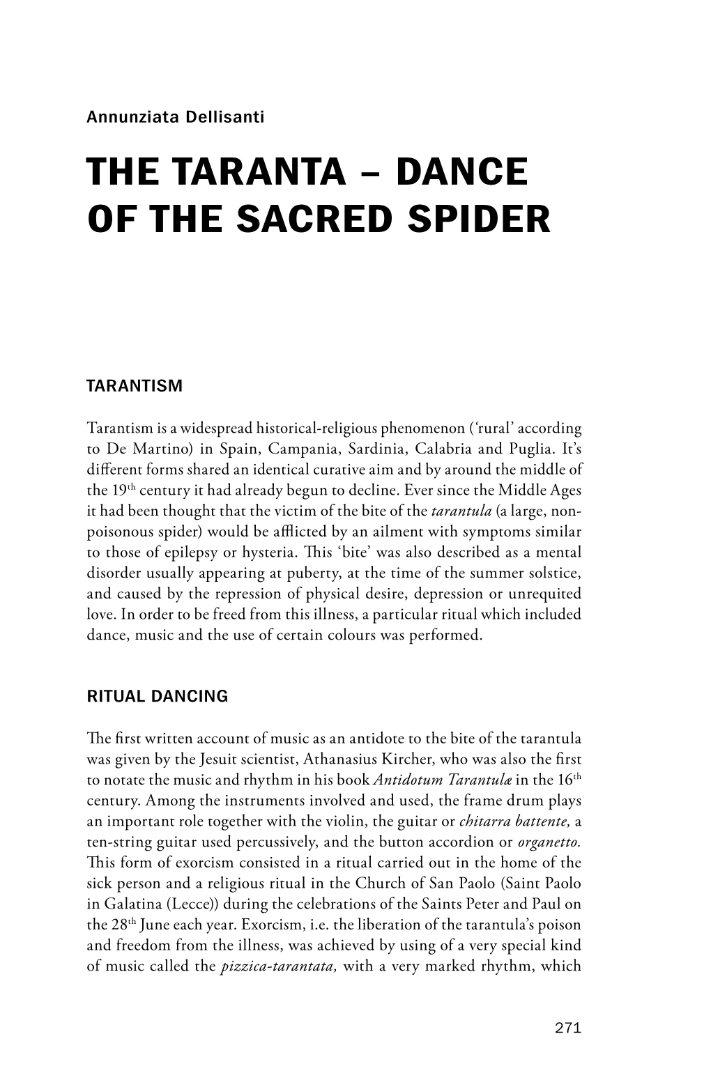 The Taranta–Dance Ofthesacredspider