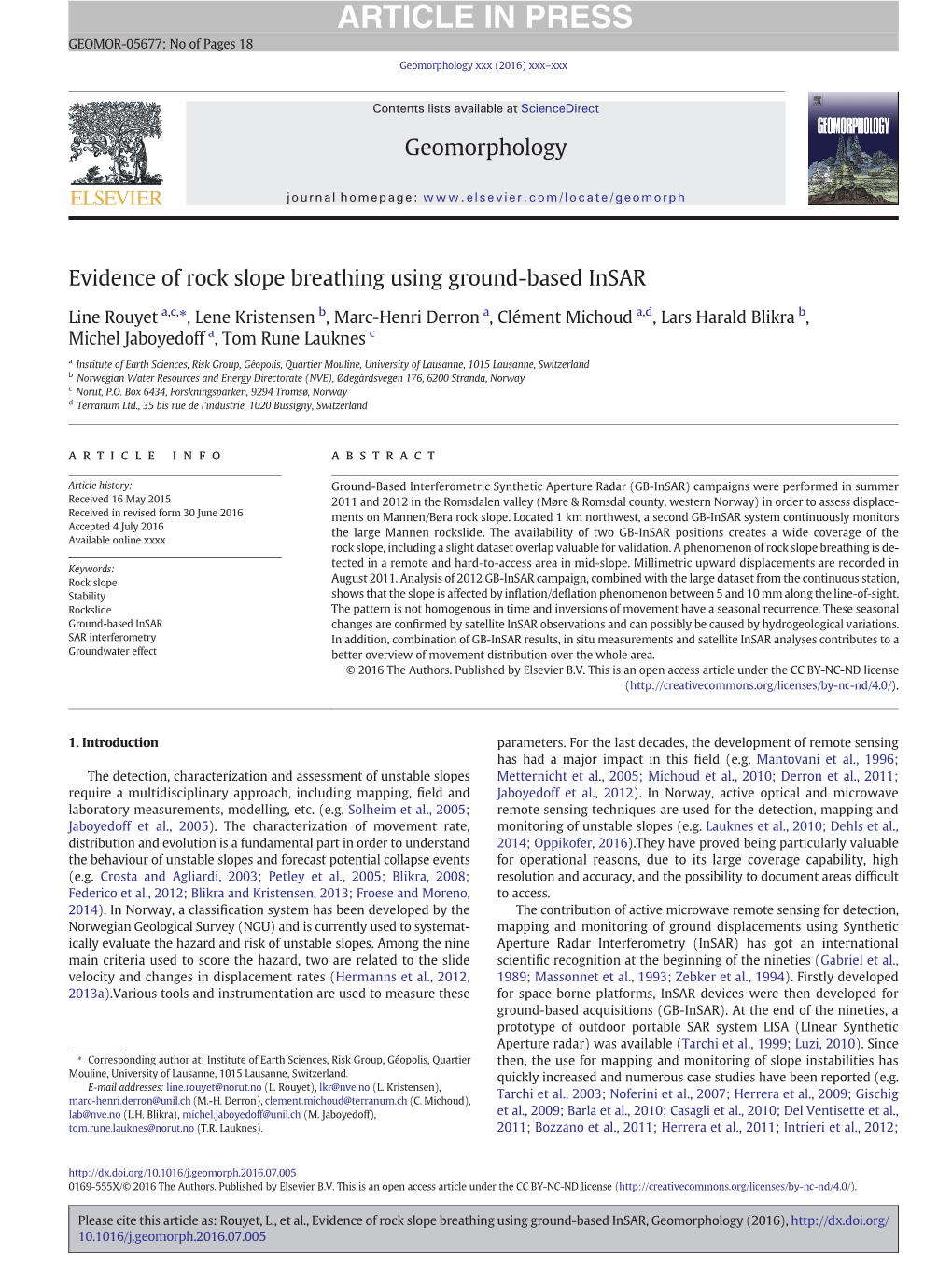 Evidence of Rock Slope Breathing Using Ground-Based Insar