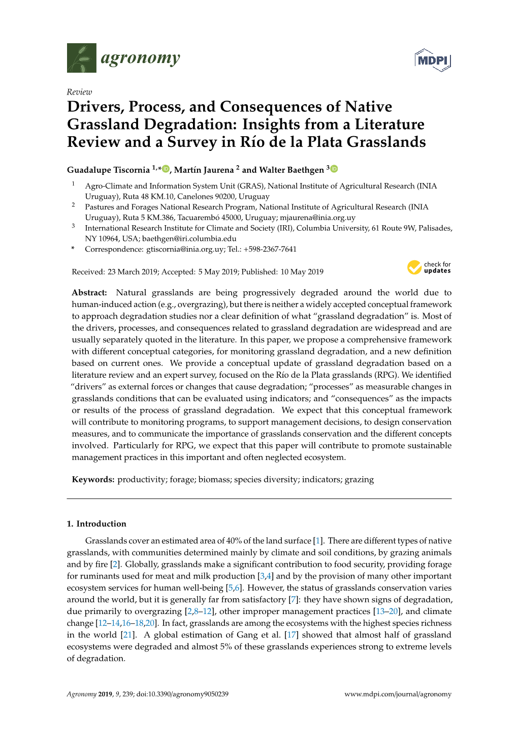 Drivers, Process, and Consequences of Native Grassland Degradation: Insights from a Literature Review and a Survey in Río De La Plata Grasslands