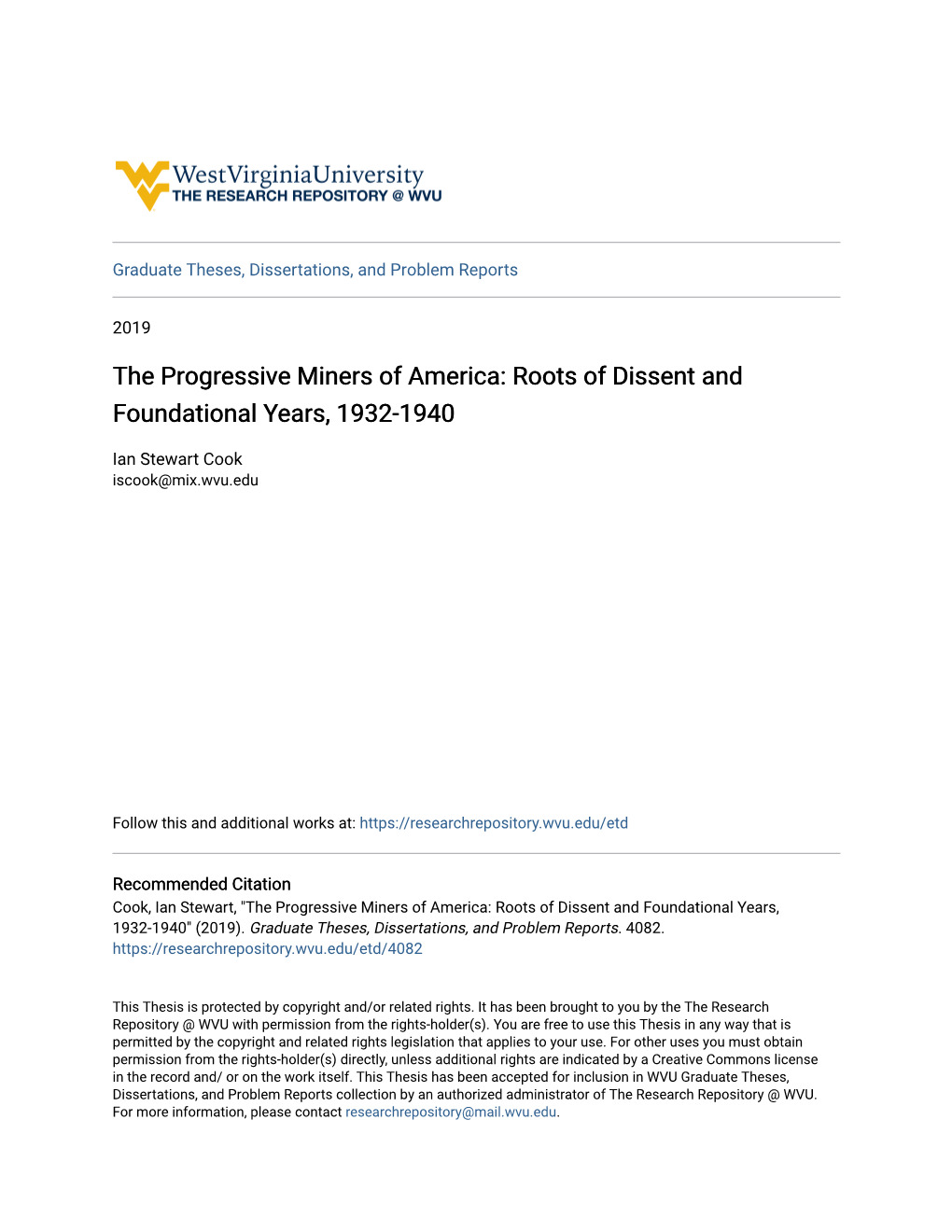 The Progressive Miners of America: Roots of Dissent and Foundational Years, 1932-1940