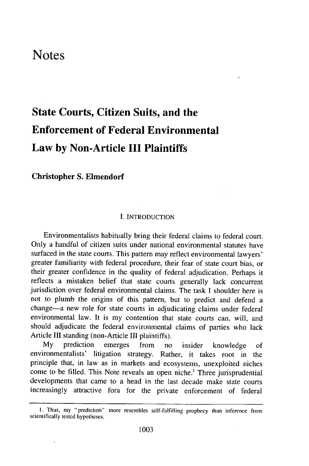 State Courts, Citizen Suits, and the Enforcement of Federal Environmental Law by Non-Article III Plaintiffs