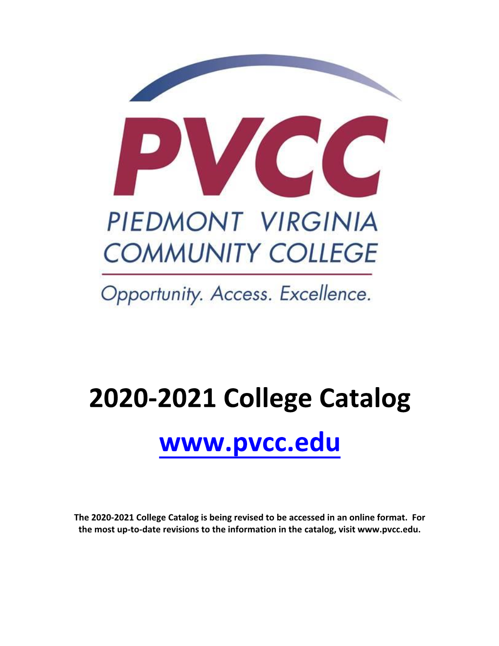 PVCC College Catalog 2020-2021