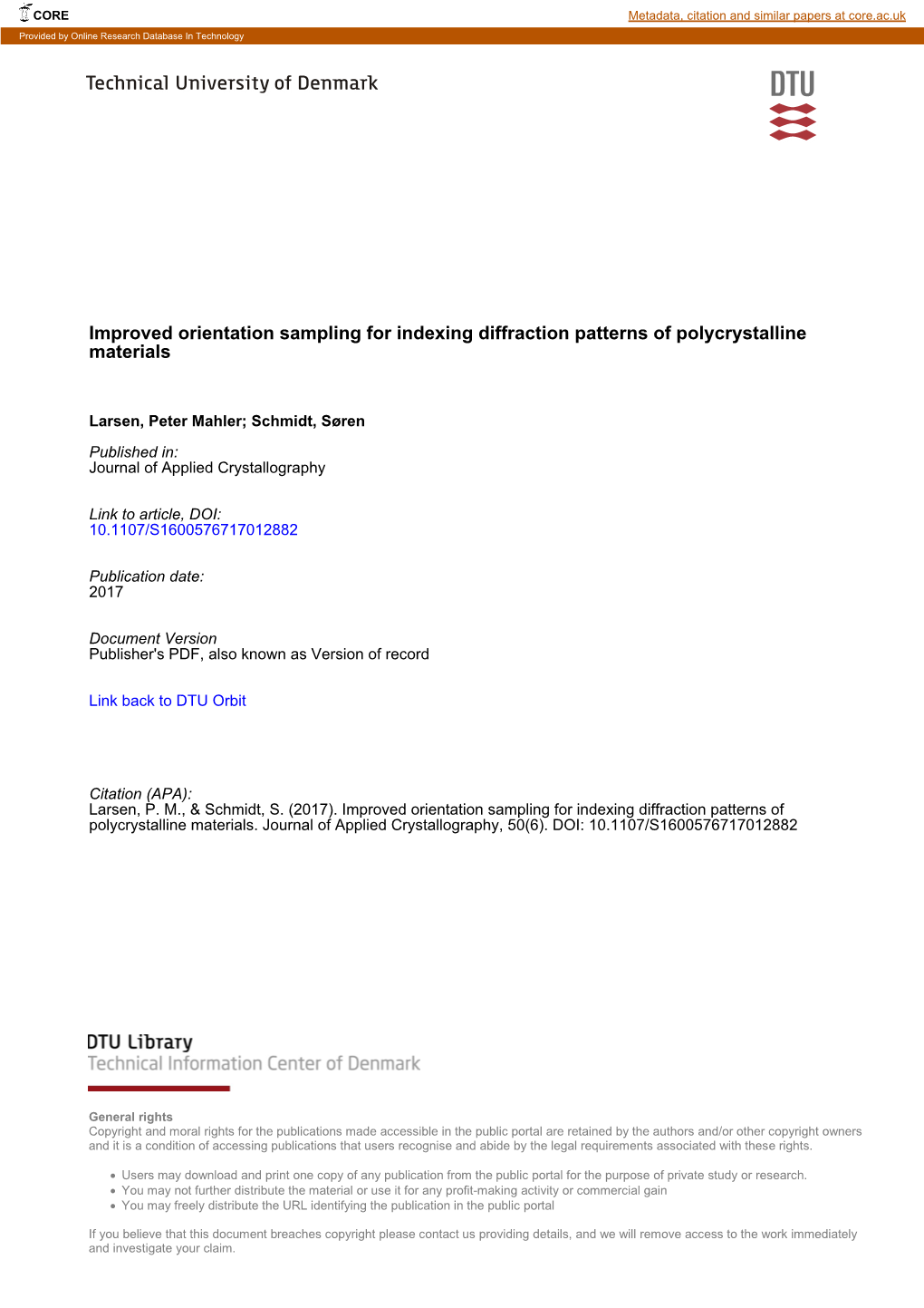 Improved Orientation Sampling for Indexing Diffraction Patterns of Polycrystalline Materials