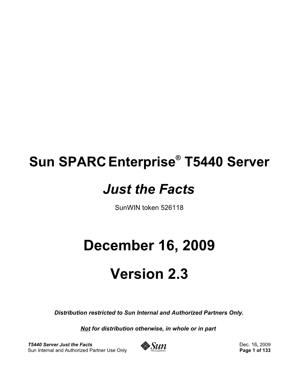 Sun SPARC Enterprise T5440 Servers
