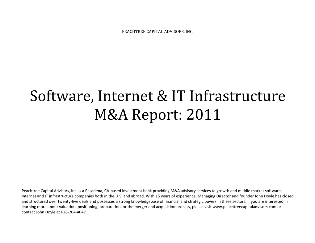 Software, Internet & IT Infrastructure M&A Report: 2011