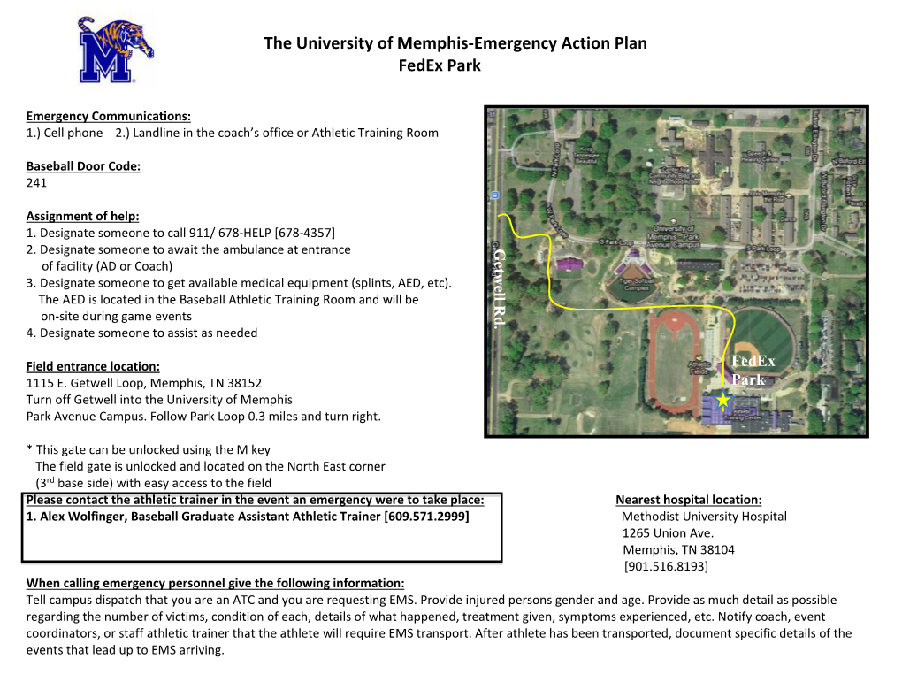 The University of Memphis-Emergency Action Plan Fedex Park