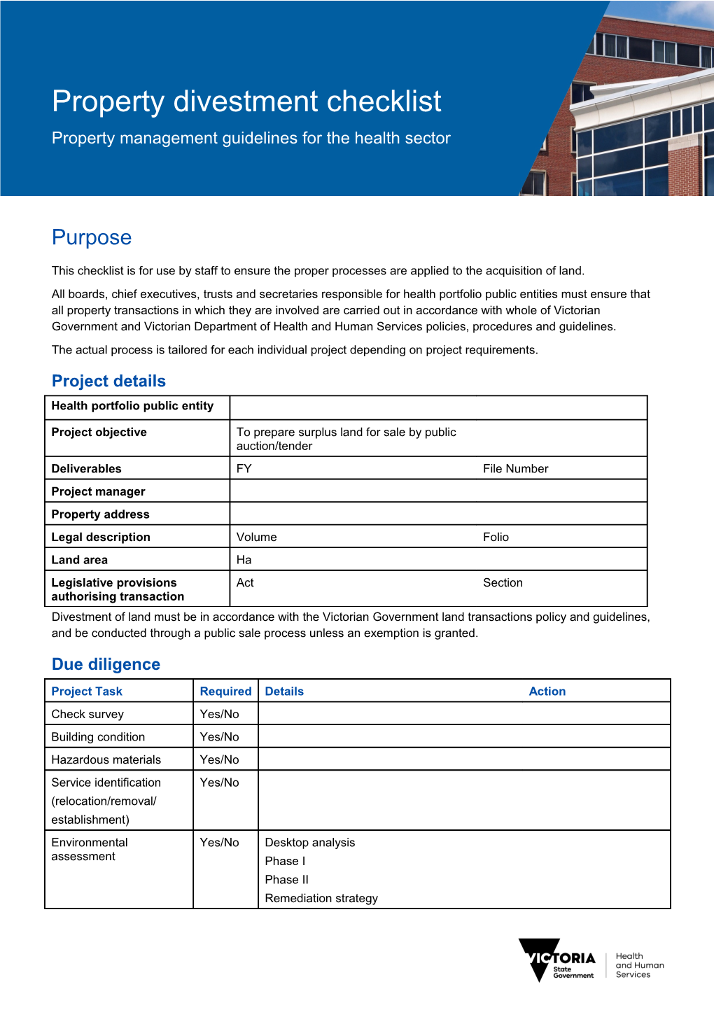 Property Divestment Checklist