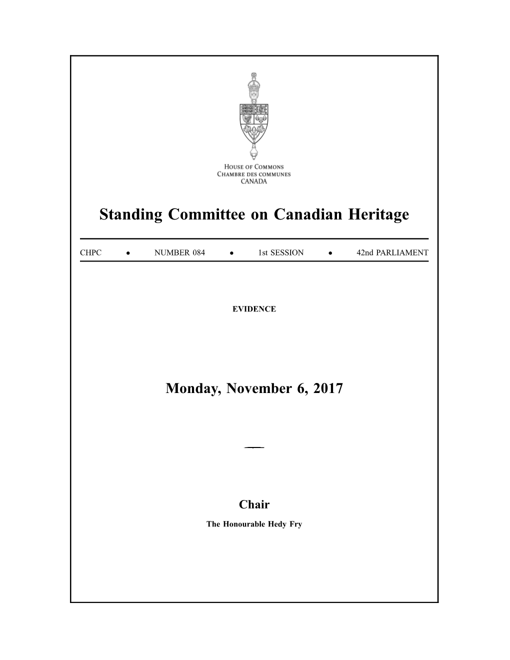 Standing Committee on Canadian Heritage