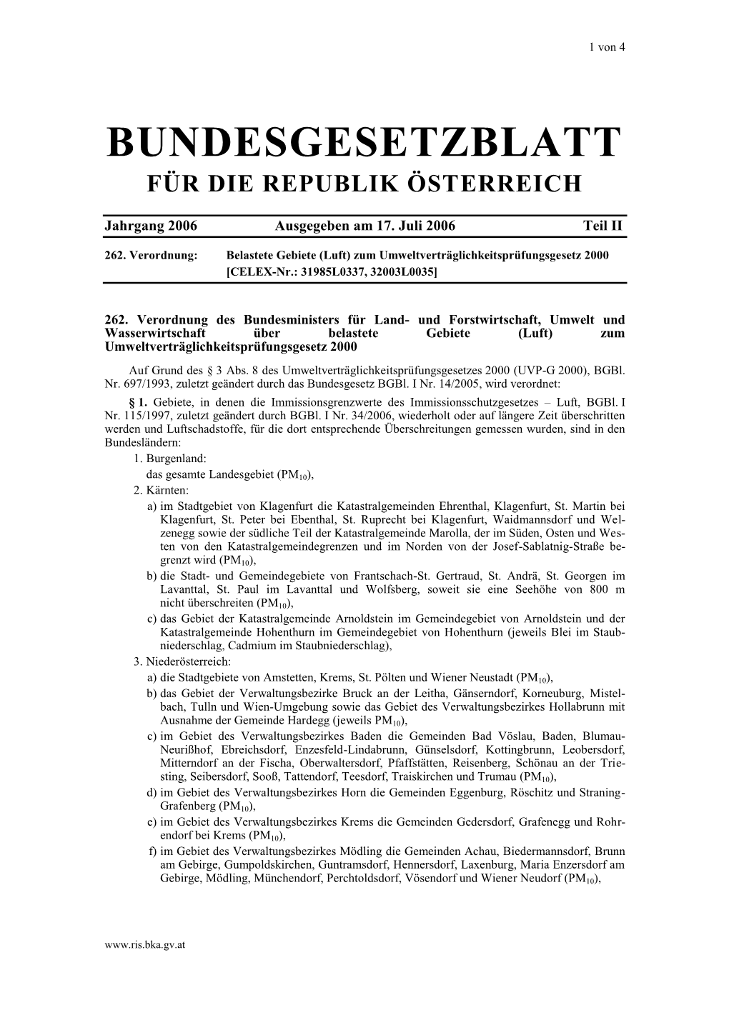 Bundesgesetzblatt Für Die Republik Österreich