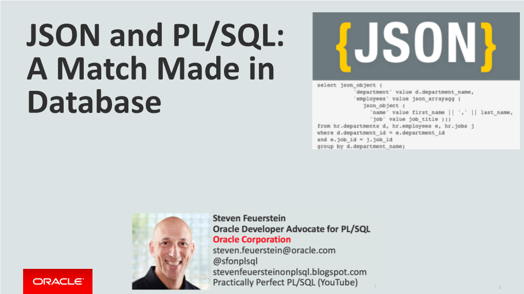 JSON and PL/SQL: a Match Made in Database