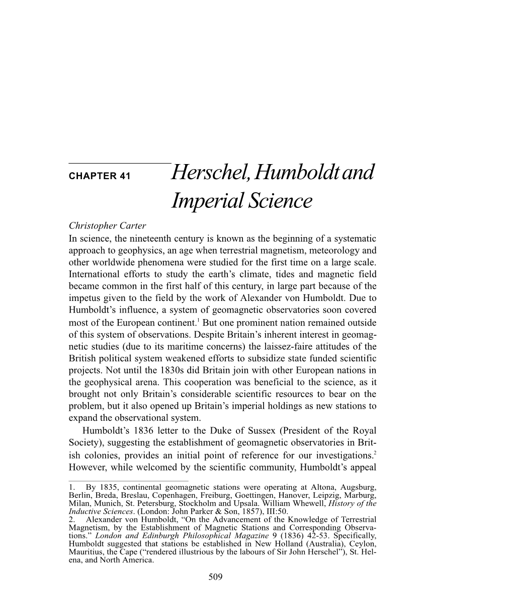 Herschel, Humboldt and Imperial Science