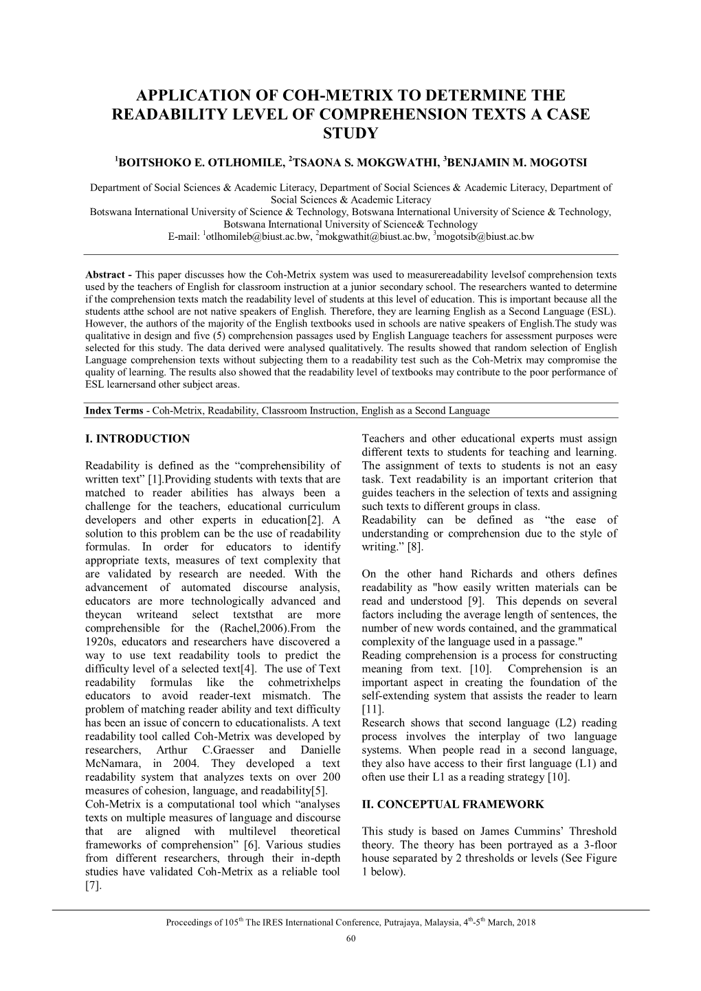 Application of Coh-Metrix to Determine the Readability Level of Comprehension Texts a Case Study