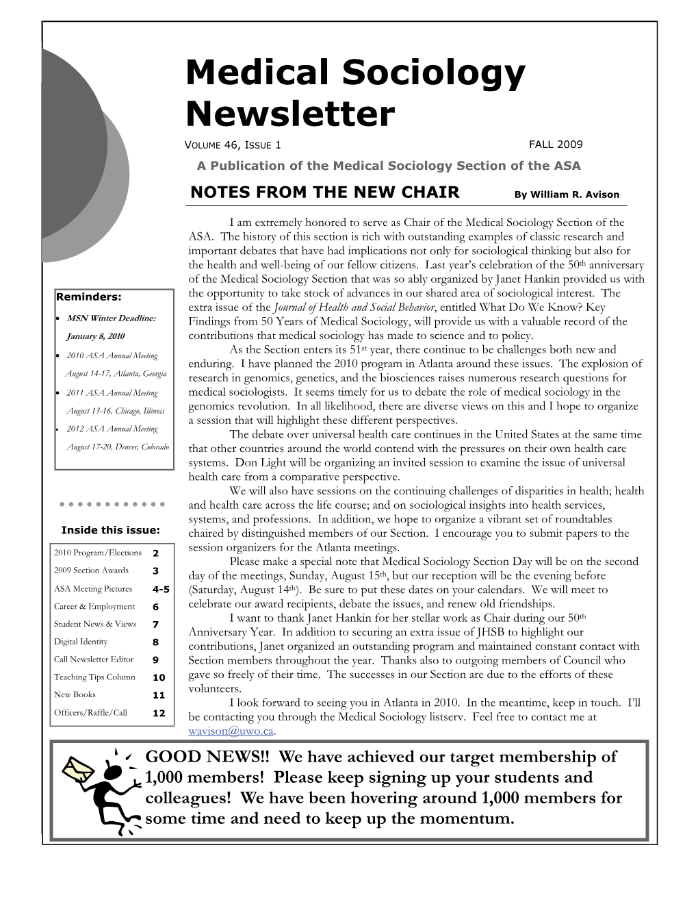 Medical Sociology Newsletter