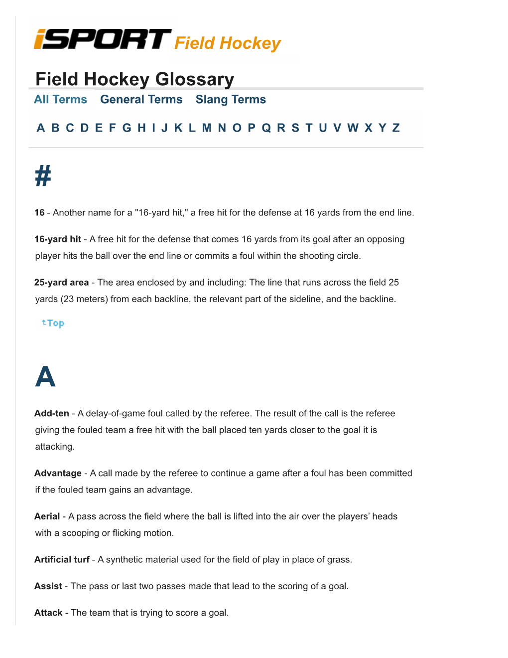 Field Hockey Glossary All Terms General Terms Slang Terms