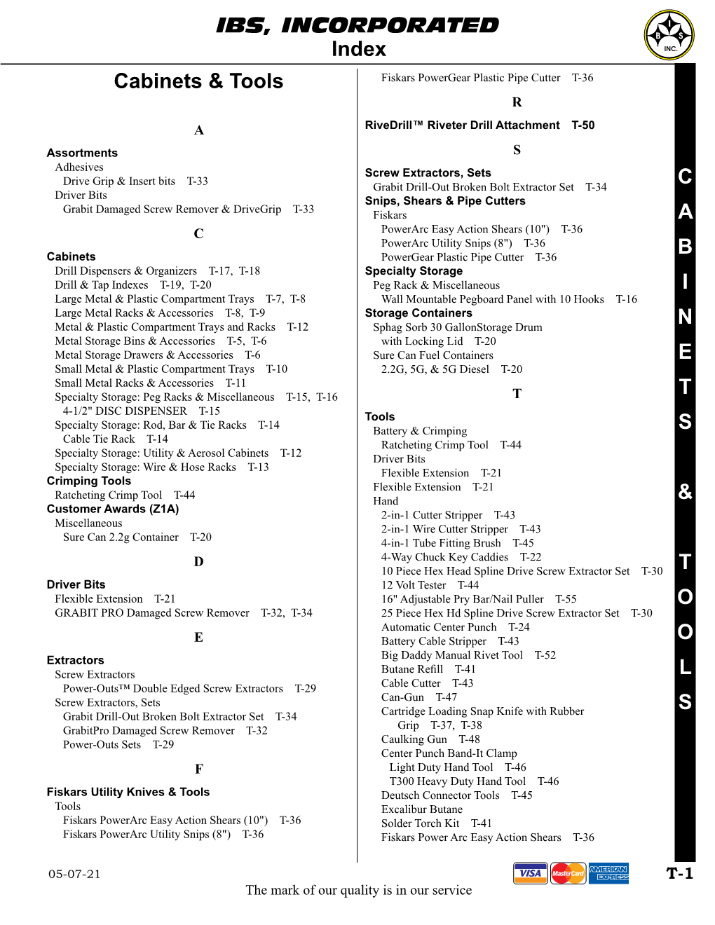 Index Cabinets & Tools