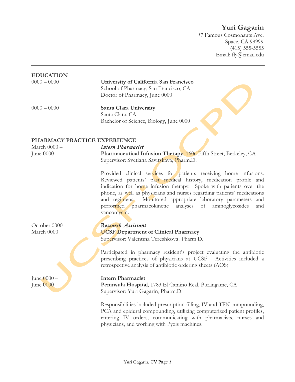 Residency CV IV