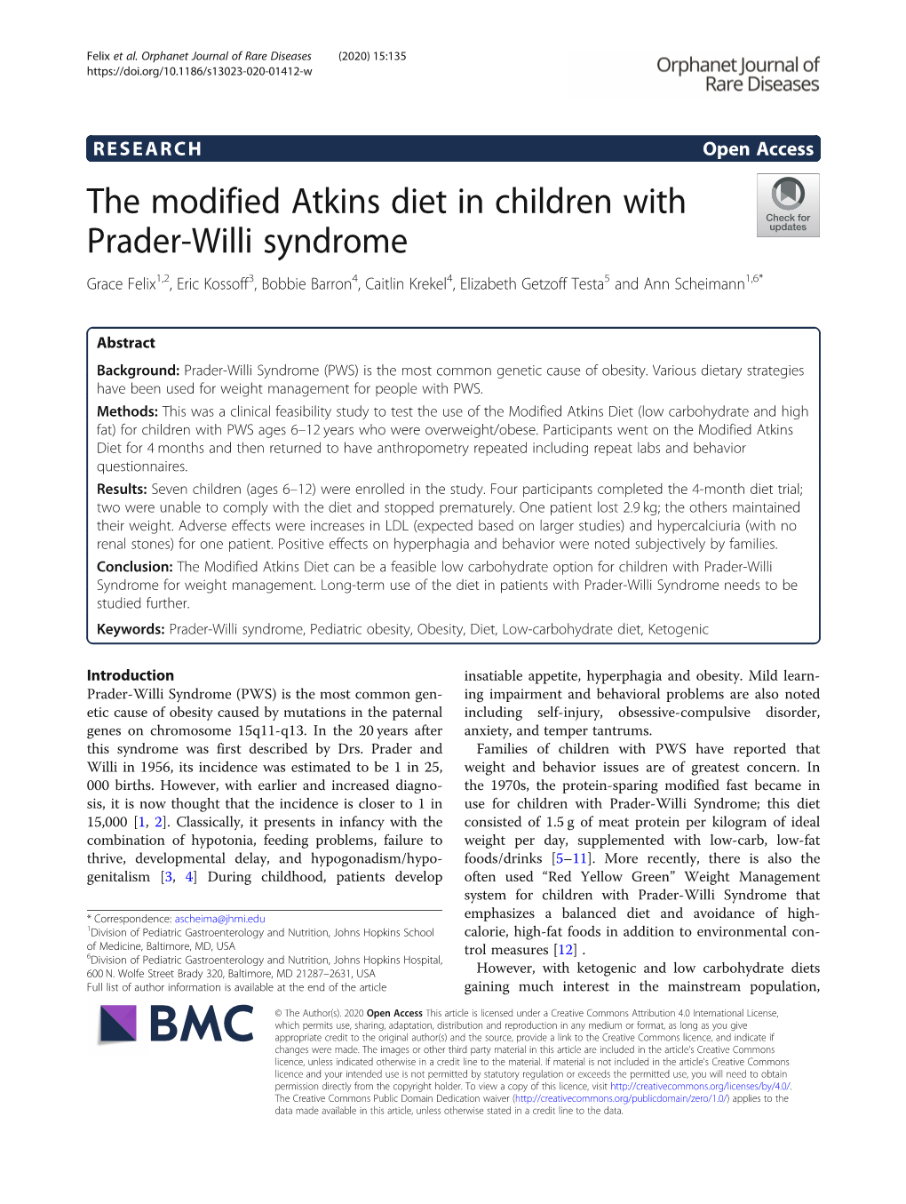 The Modified Atkins Diet in Children with Prader-Willi Syndrome