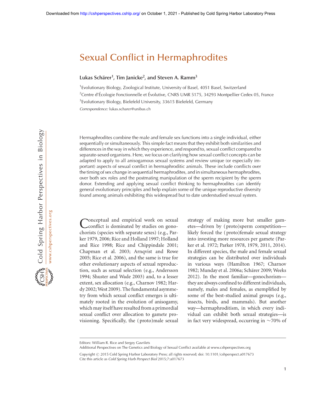 Sexual Conflict in Hermaphrodites